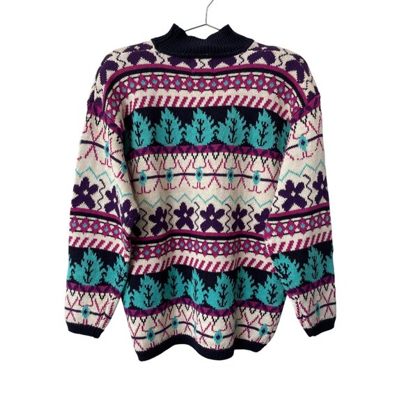 Vintage 90s Classic New England Pullover Sweater Size Medium Floral Deadstock NE - Picture 2 of 7